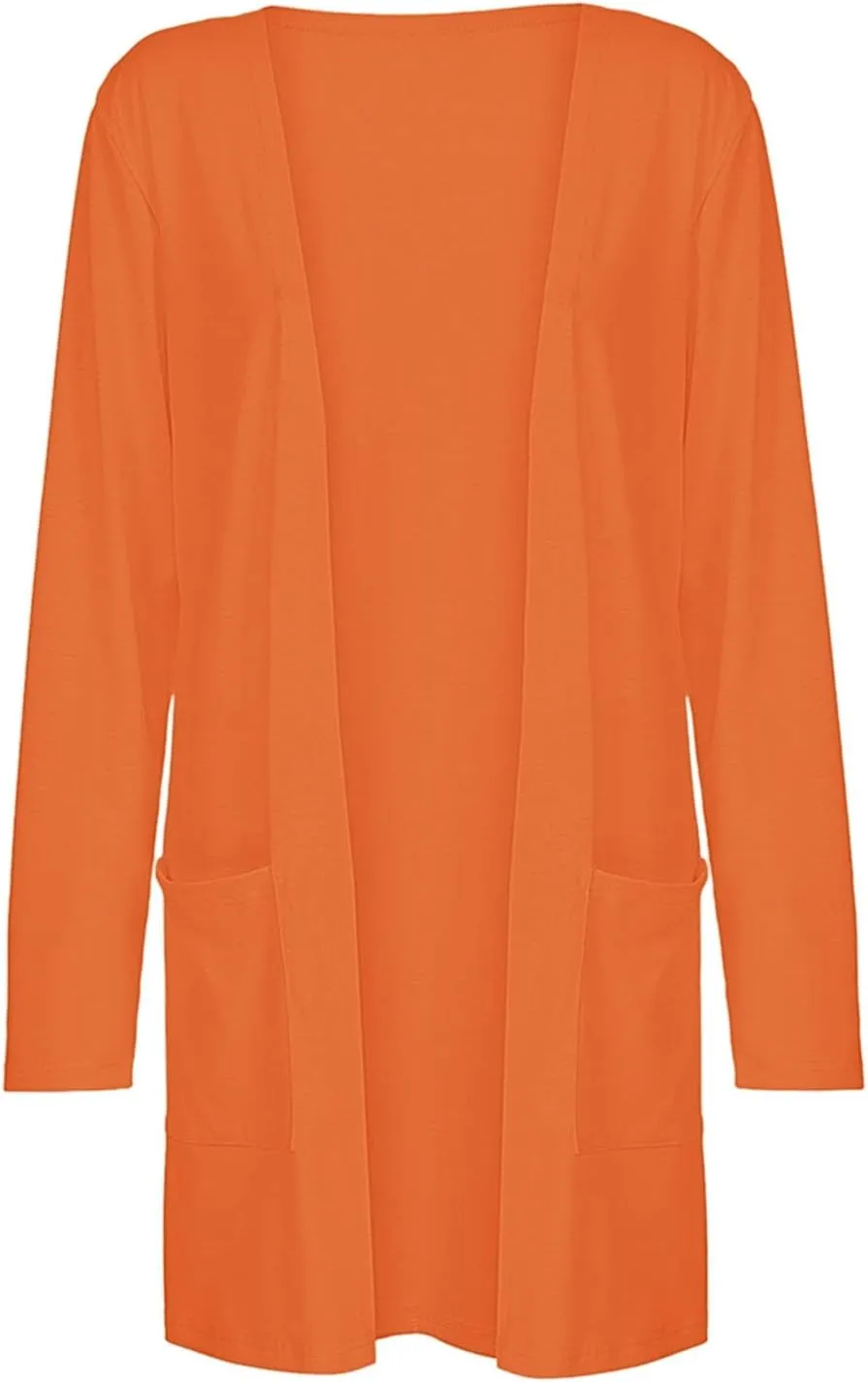 Women's Long Cardigans 2023 Plus Size Open Front Long Sleeve Loose Lightweight Cardigans Outerwear Coat with Pockets