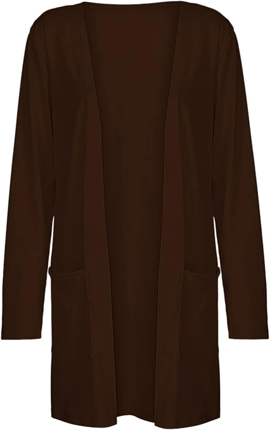 Women's Long Cardigans 2023 Plus Size Open Front Long Sleeve Loose Lightweight Cardigans Outerwear Coat with Pockets