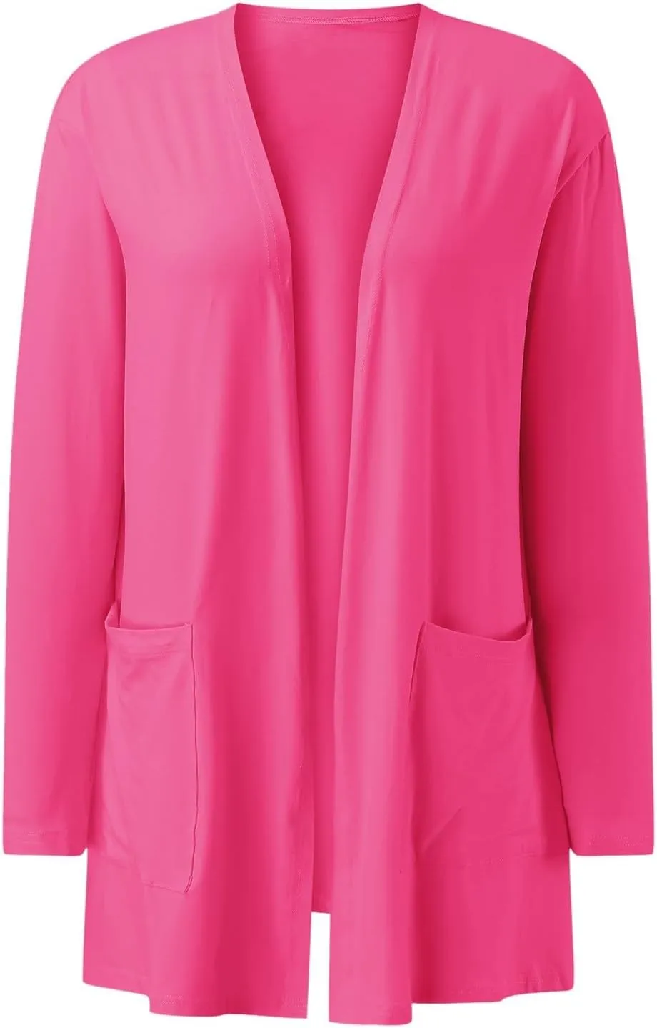 Women's Long Cardigans 2023 Plus Size Open Front Long Sleeve Loose Lightweight Cardigans Outerwear Coat with Pockets
