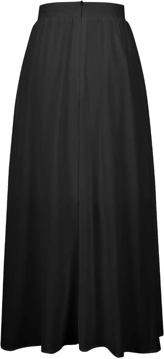 Women's Long Summer Skirts Pleated A Line Maxi Skirts with Pockets Casual Flowy Skirts for Vacation Swing Boho Skirts