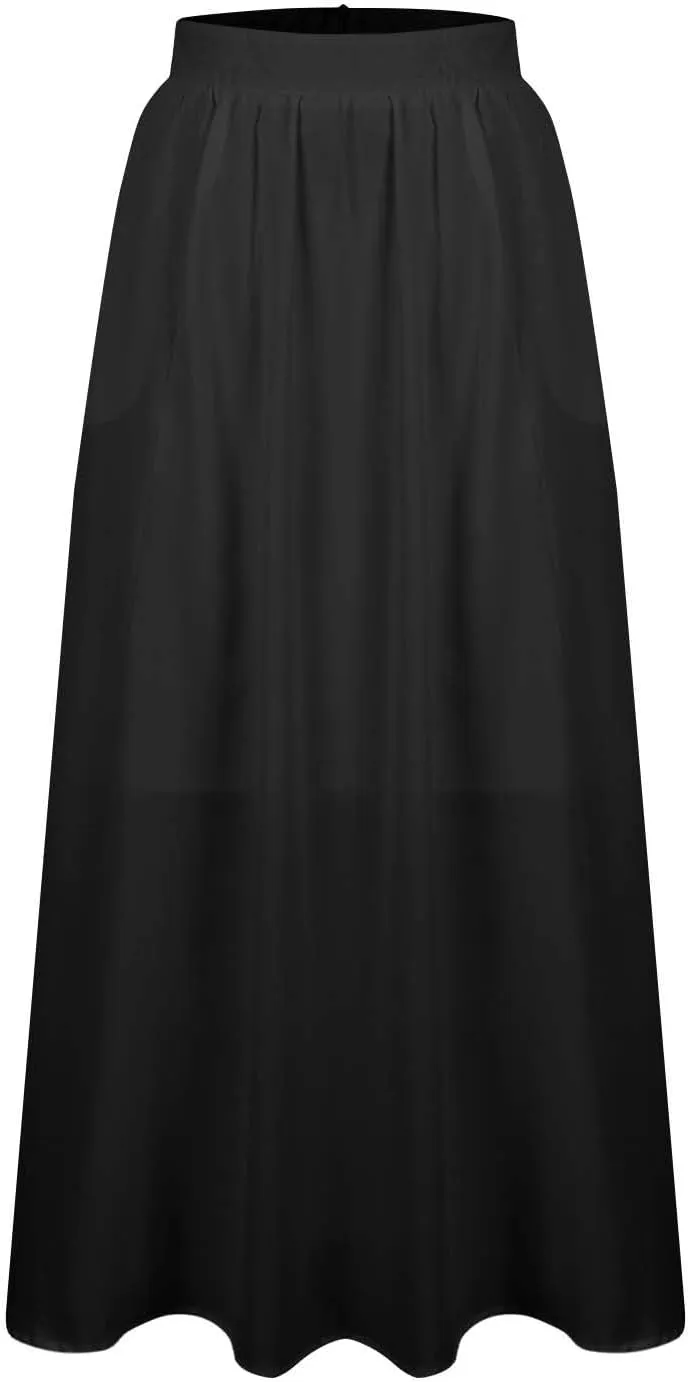 Women's Long Summer Skirts Pleated A Line Maxi Skirts with Pockets Casual Flowy Skirts for Vacation Swing Boho Skirts