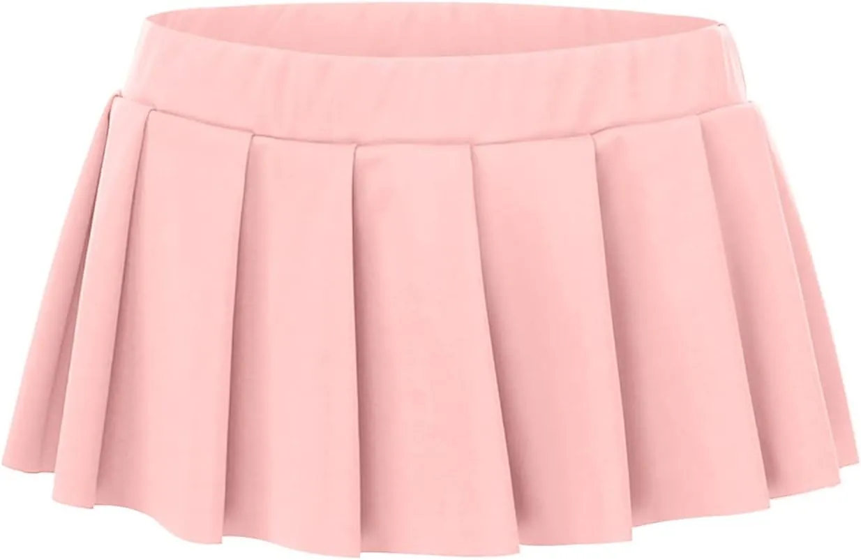 Womens Pleated Skirts Y2k Mini Skirt Casual Short Skirts Micro Ruffle Lingerie Skirt for Schoolgirl Outfits