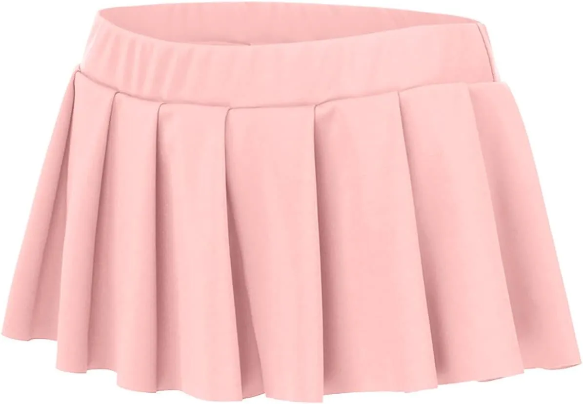 Womens Pleated Skirts Y2k Mini Skirt Casual Short Skirts Micro Ruffle Lingerie Skirt for Schoolgirl Outfits