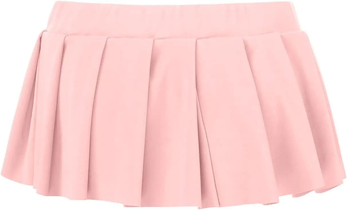 Womens Pleated Skirts Y2k Mini Skirt Casual Short Skirts Micro Ruffle Lingerie Skirt for Schoolgirl Outfits
