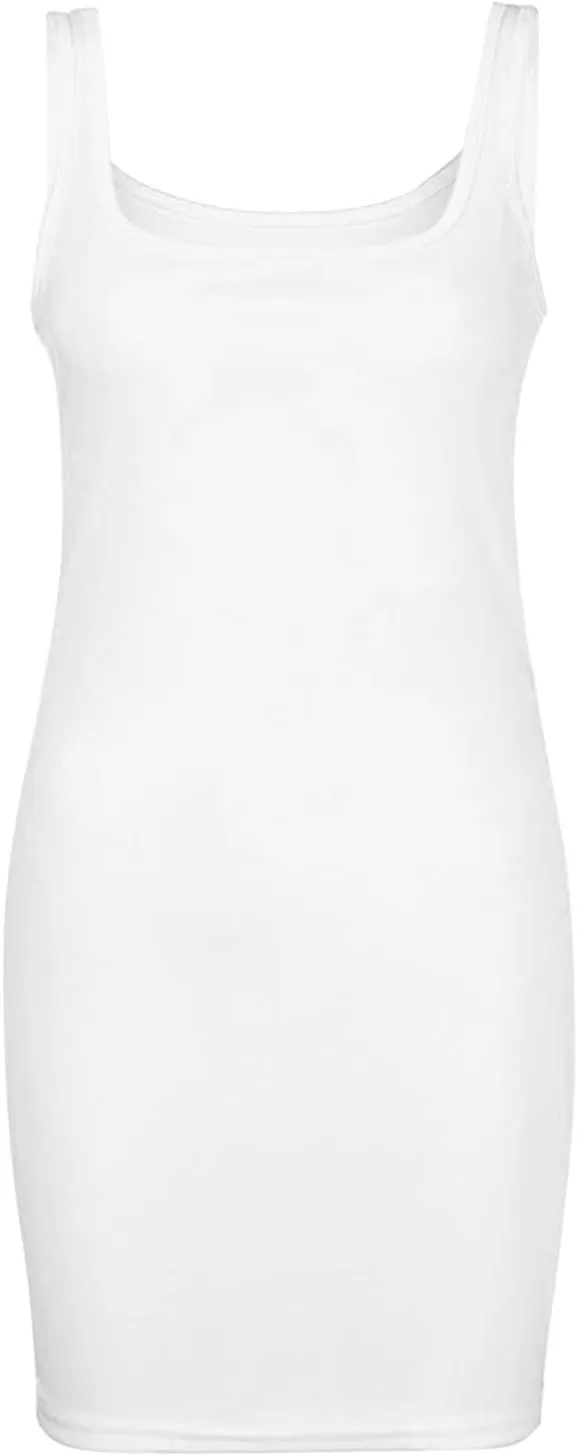 Women's Sexy Summer Form Fitting Square Neck Sleeveless Tank Dress Plus Size Loose Fit