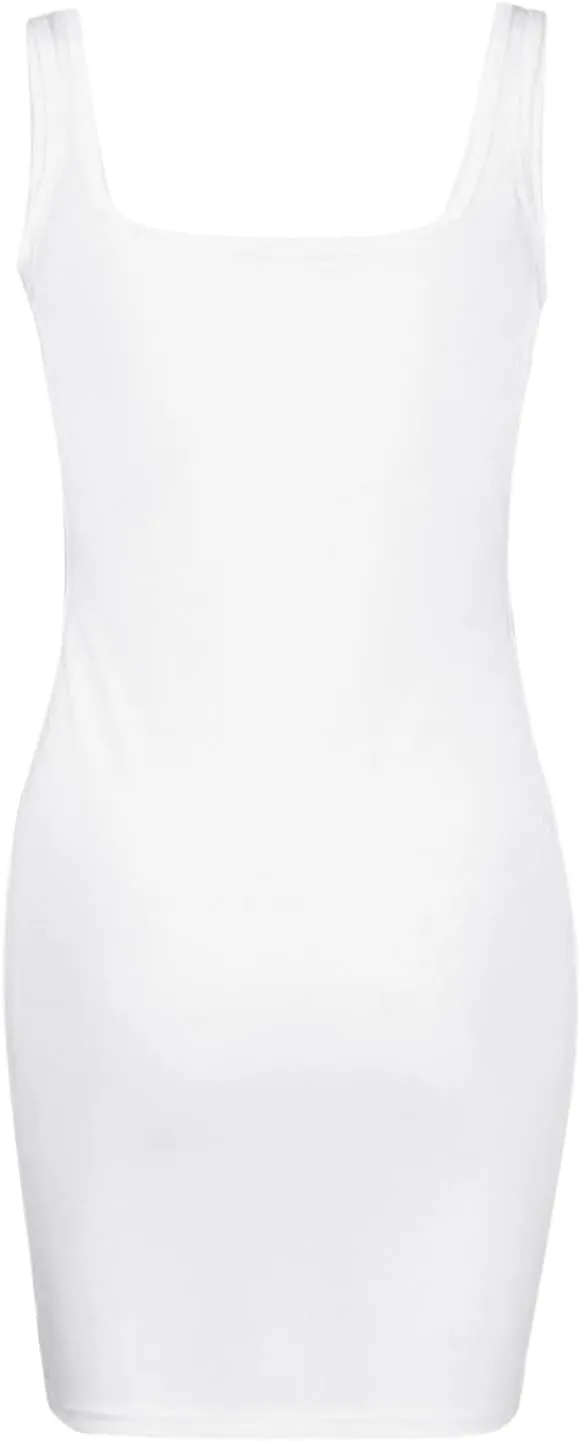 Women's Sexy Summer Form Fitting Square Neck Sleeveless Tank Dress Plus Size Loose Fit