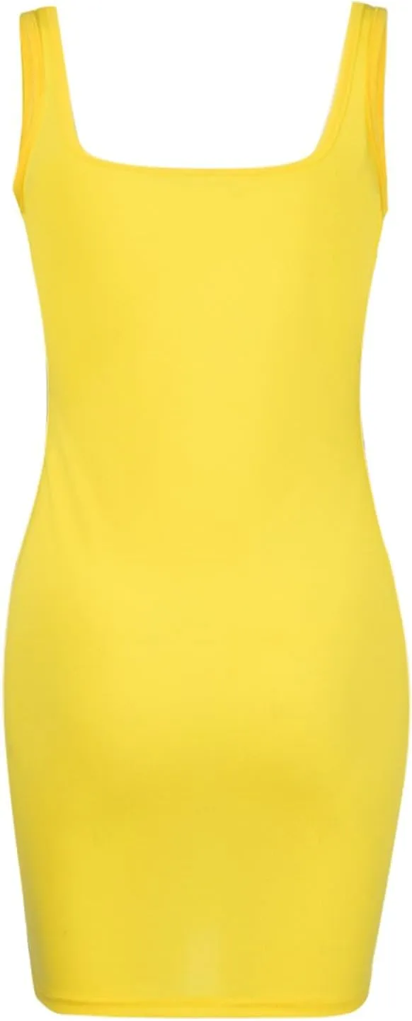 Women's Sexy Summer Form Fitting Square Neck Sleeveless Tank Dress Plus Size Loose Fit