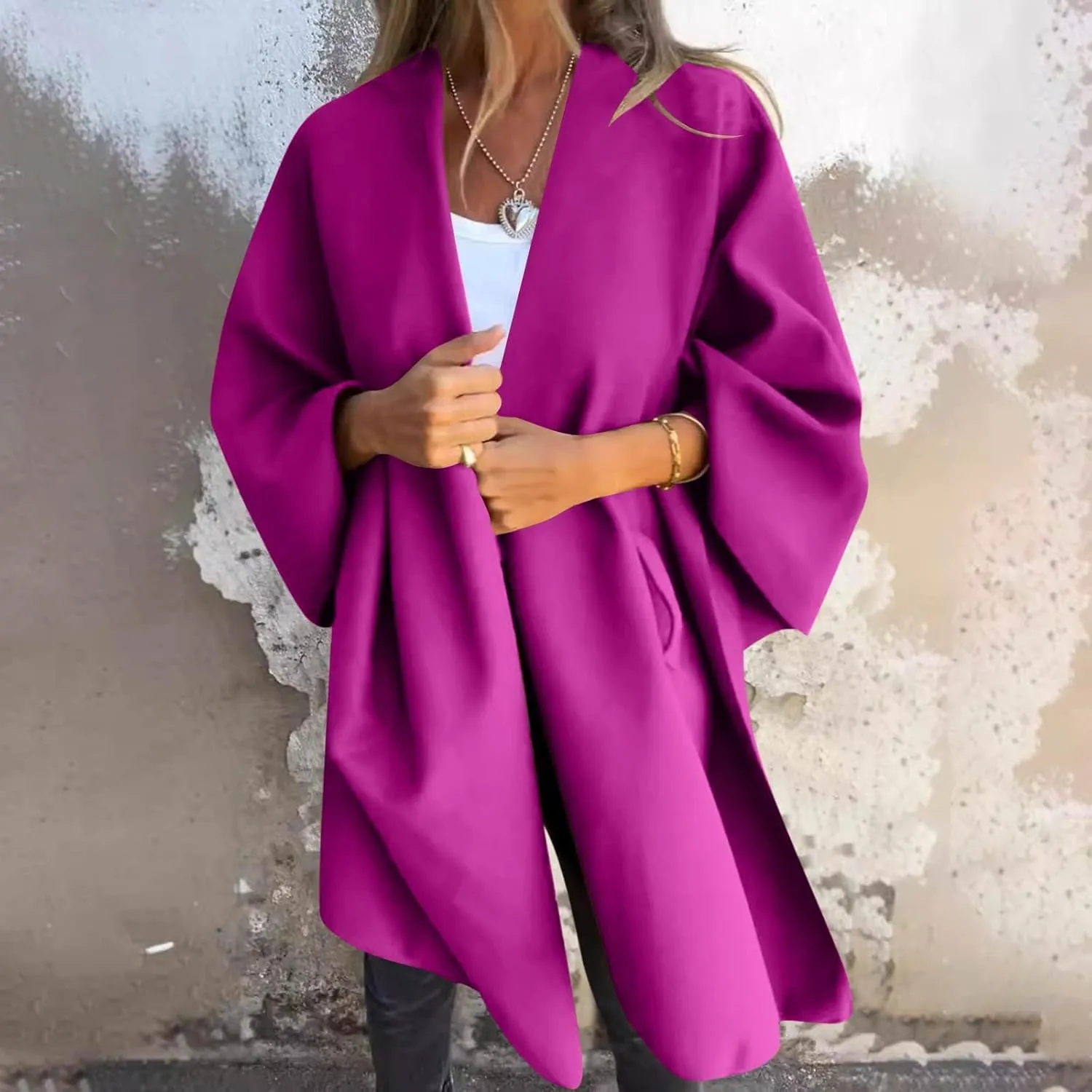 Women's Shawl Wrap Coat Fall Winter Oversized Casual Open Front Cape Cardigan Sweater Boho Buffalo Poncho