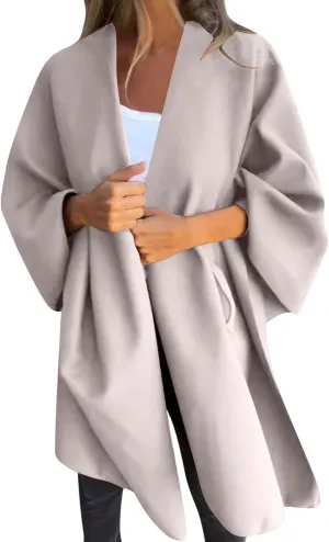 Women's Shawl Wrap Coat Fall Winter Oversized Casual Open Front Cape Cardigan Sweater Boho Buffalo Poncho