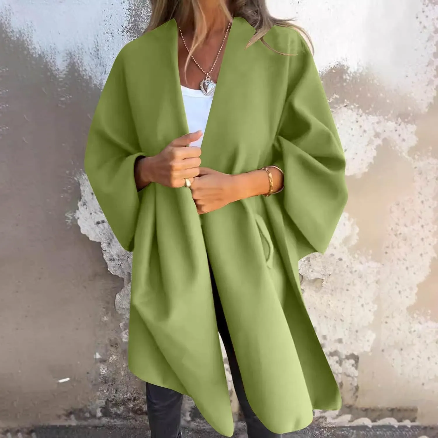 Women's Shawl Wrap Coat Fall Winter Oversized Casual Open Front Cape Cardigan Sweater Boho Buffalo Poncho