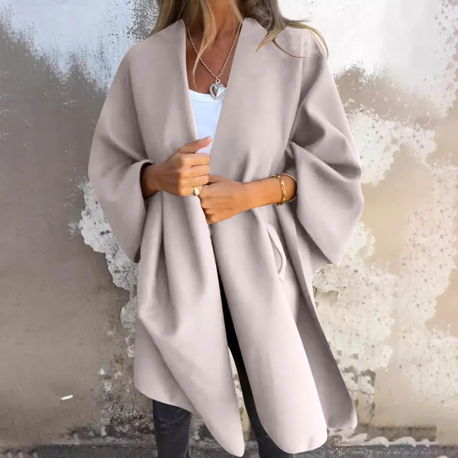 Women's Shawl Wrap Coat Fall Winter Oversized Casual Open Front Cape Cardigan Sweater Boho Buffalo Poncho