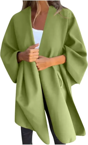 Women's Shawl Wrap Coat Fall Winter Oversized Casual Open Front Cape Cardigan Sweater Boho Buffalo Poncho