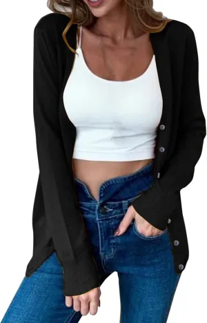 Womens Simple Solid Cardigans Long Sleeve Open Front Sweaters Casual Loose Slim Jacket Daily Going Out Fall Clothes