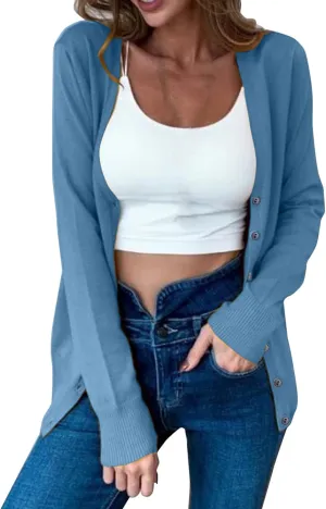 Womens Simple Solid Cardigans Long Sleeve Open Front Sweaters Casual Loose Slim Jacket Daily Going Out Fall Clothes