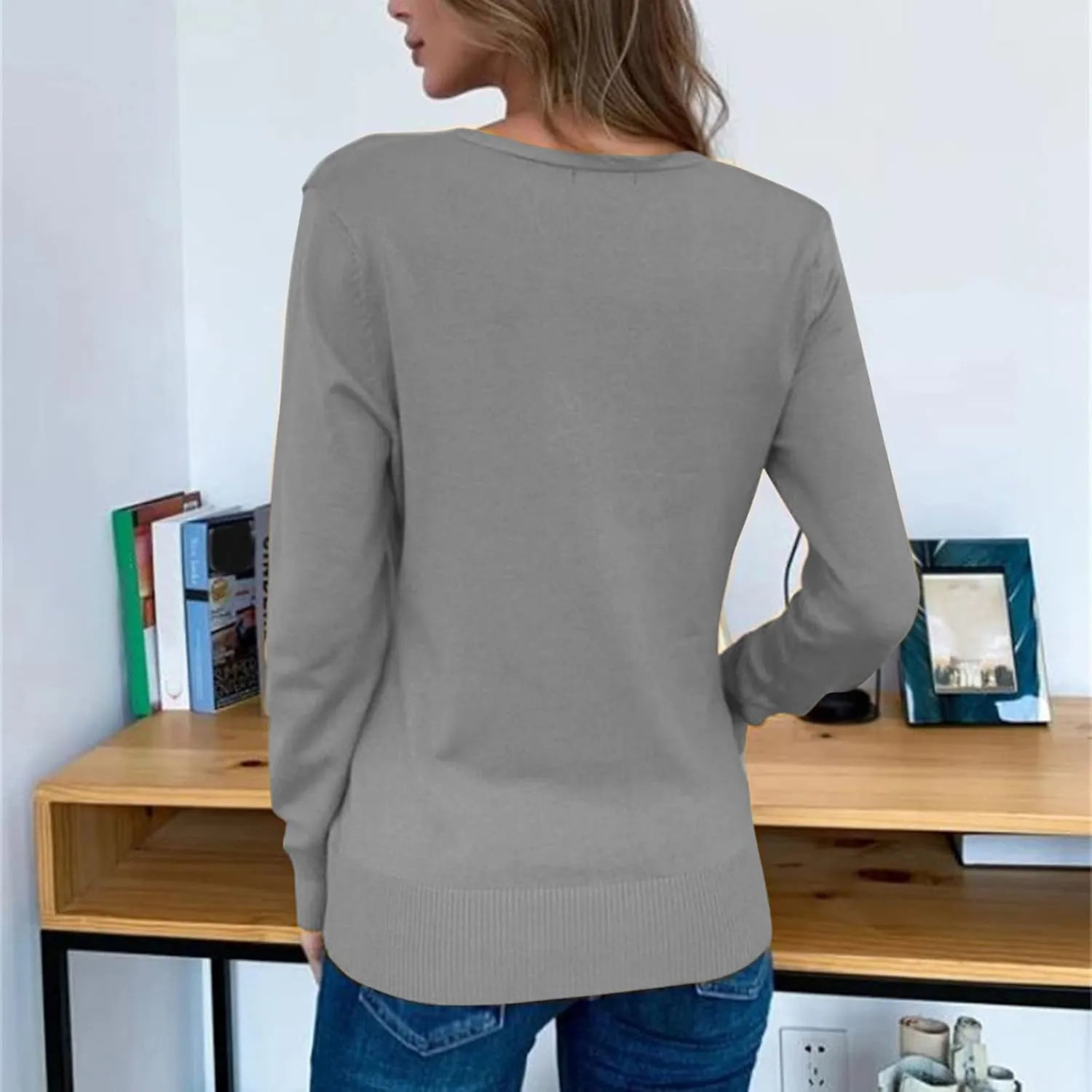 Womens Simple Solid Cardigans Long Sleeve Open Front Sweaters Casual Loose Slim Jacket Daily Going Out Fall Clothes