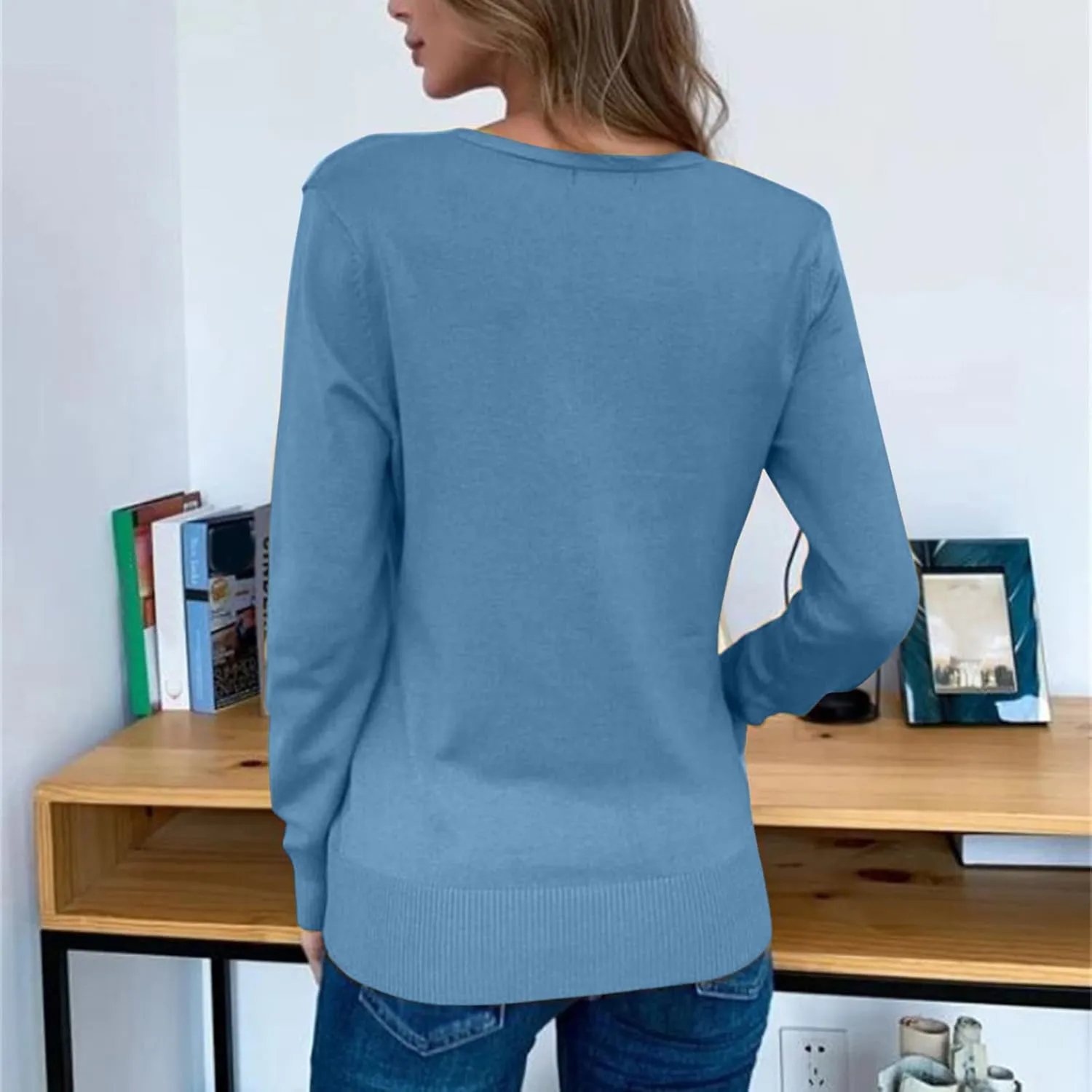 Womens Simple Solid Cardigans Long Sleeve Open Front Sweaters Casual Loose Slim Jacket Daily Going Out Fall Clothes