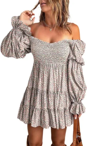 Women's Solid Color A Line Skirts, 2025 Fashion Sexy Line Neck Off The Shoulder Dresses