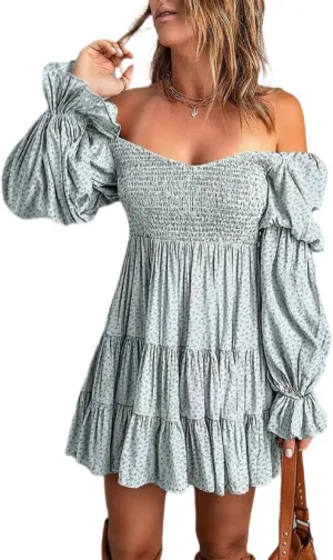 Women's Solid Color A Line Skirts, 2025 Fashion Sexy Line Neck Off The Shoulder Dresses