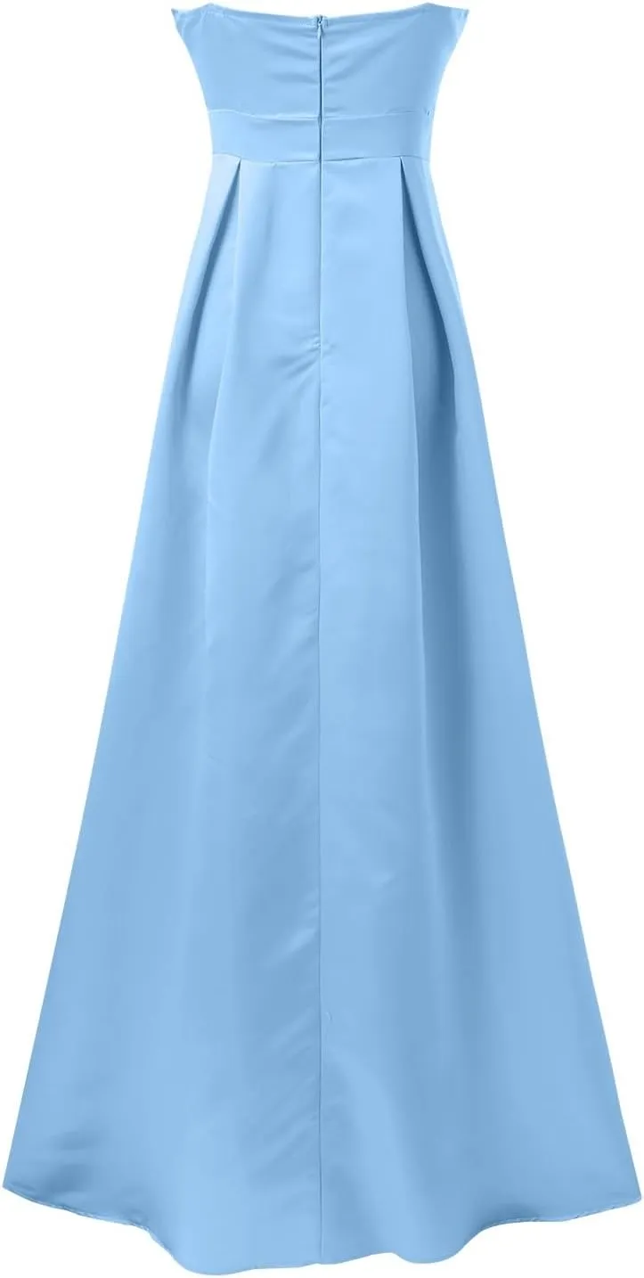 Womens Summer Dress Sexy Formal Wedding Guest Dress Oversized Sleeveless High Waist Maxi Dress Sparkly Princess Gown