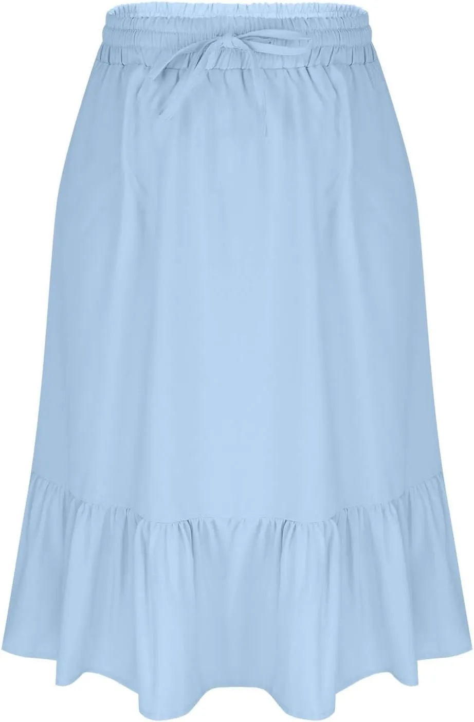 Women's Summer High Waisted Skirts Tiered Ruffle Skirts Boho Flowy Swing Pleated Skirt Casual A-Line Maxi Skirt