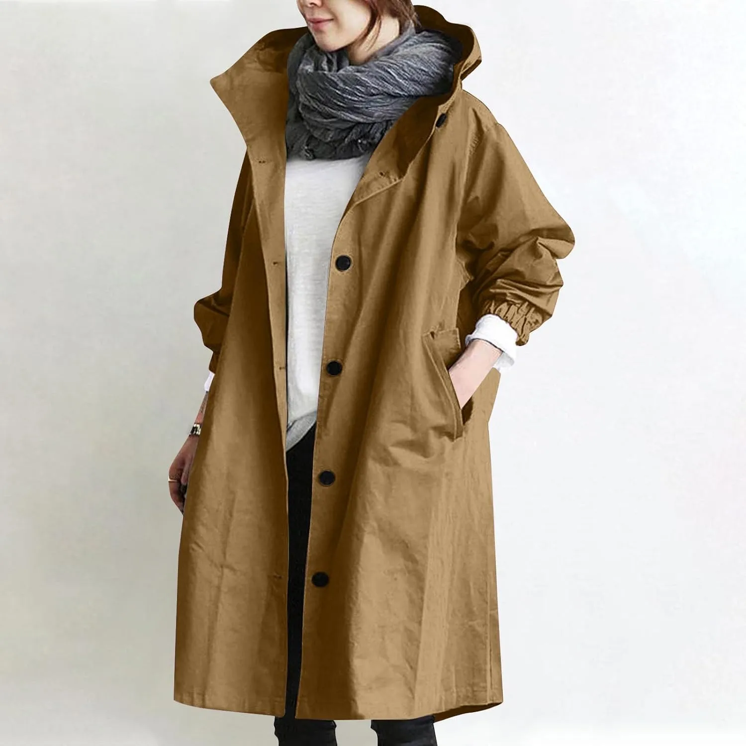 Women's Trench Jackets Rain Jacket Loose Winter Hooded Oversized Elegant Windbreaker Comfortable Coat Outwear