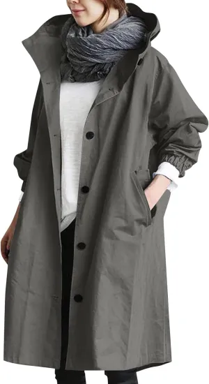 Women's Trench Jackets Rain Jacket Loose Winter Hooded Oversized Elegant Windbreaker Comfortable Coat Outwear