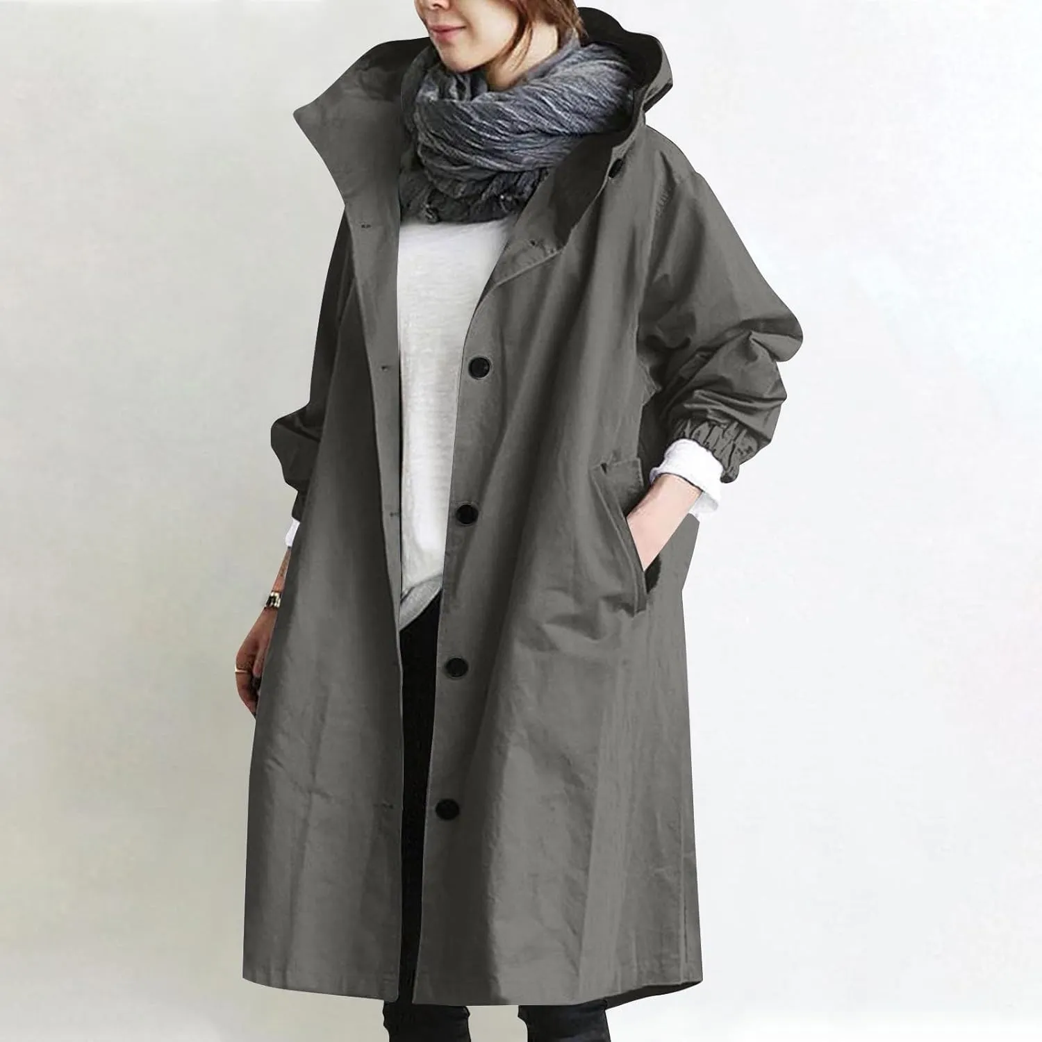 Women's Trench Jackets Rain Jacket Loose Winter Hooded Oversized Elegant Windbreaker Comfortable Coat Outwear