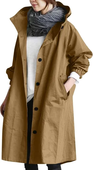 Women's Trench Jackets Rain Jacket Loose Winter Hooded Oversized Elegant Windbreaker Comfortable Coat Outwear