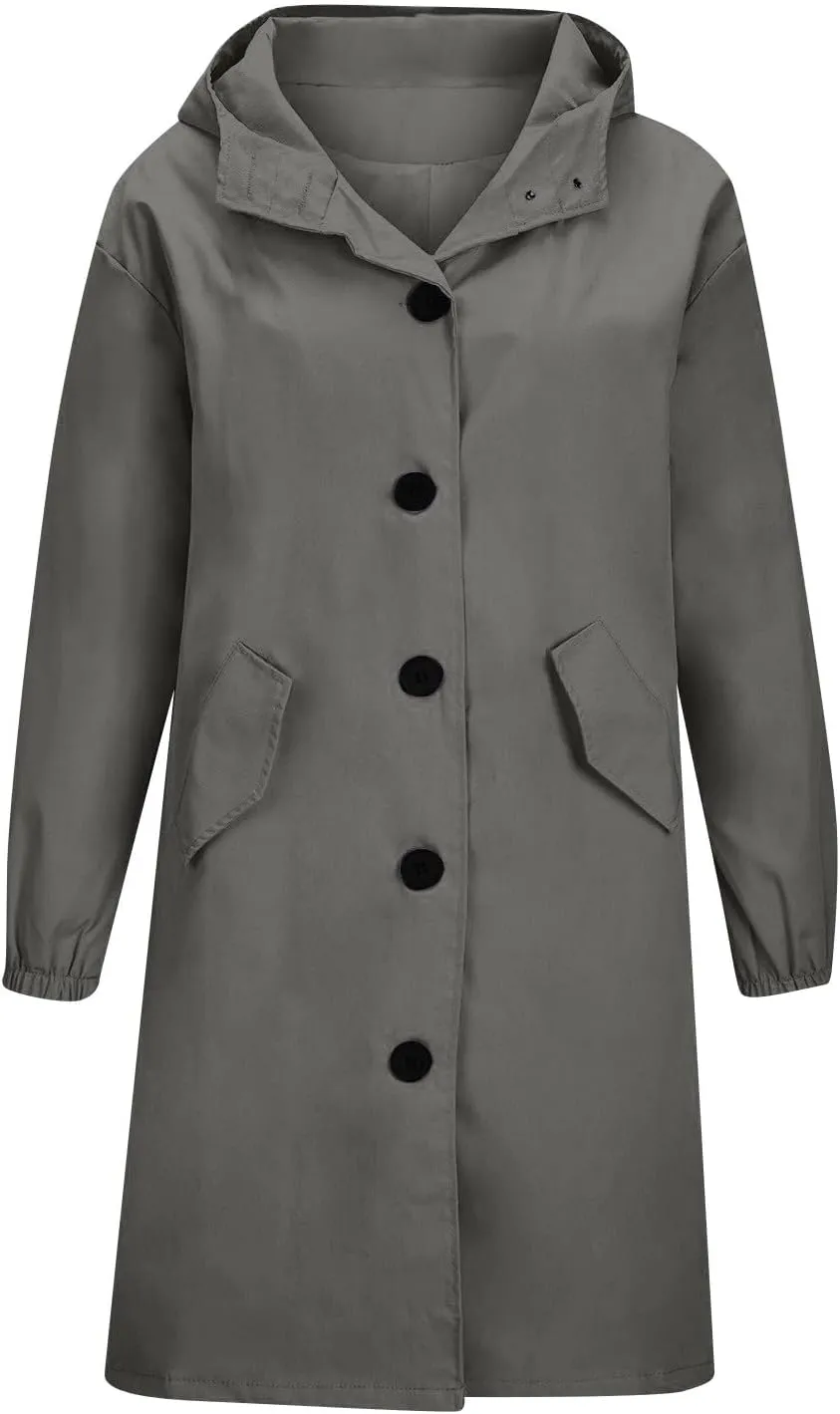 Women's Trench Jackets Rain Jacket Loose Winter Hooded Oversized Elegant Windbreaker Comfortable Coat Outwear