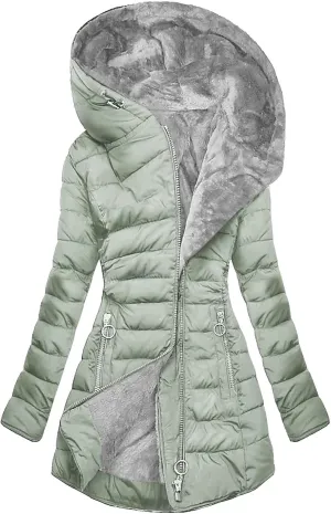 Womens Winter Coats Warm Hooded Sherpa Lined Parkas Jacket Thick Fleece Outerwear Faux Fur Plus Size Puffer Down Jackets