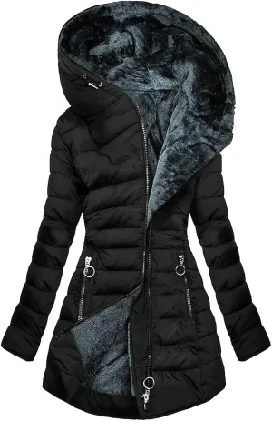 Womens Winter Coats Warm Hooded Sherpa Lined Parkas Jacket Thick Fleece Outerwear Faux Fur Plus Size Puffer Down Jackets