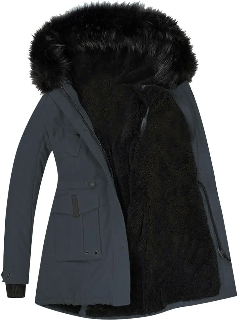 Womens Winter Coats Warm Thickened Sherpa Lined Jacket Hooded Outerwear Plus Size Puffer Parka Down Jackets Overcoat