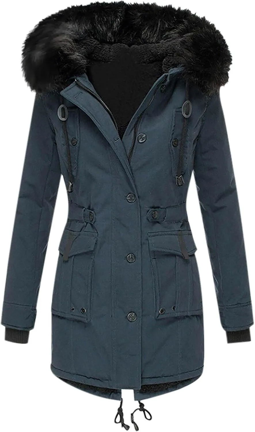 Womens Winter Coats Warm Thickened Sherpa Lined Jacket Hooded Outerwear Plus Size Puffer Parka Down Jackets Overcoat