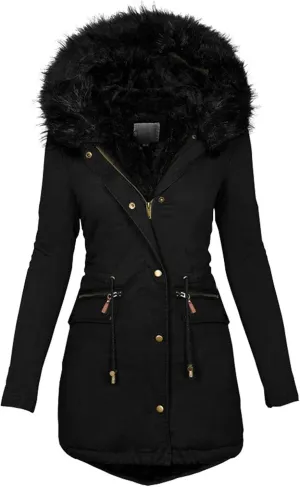 Womens Winter Coats Warm Thickened Sherpa Lined Jacket Hooded Outerwear Plus Size Puffer Parka Down Jackets Overcoat
