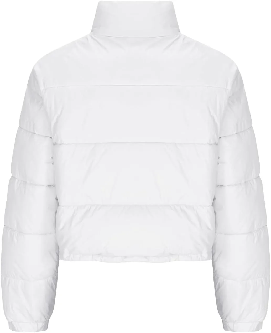 Women's Winter Cropped Puffer Jacket Stand Collar Zip Drawstring Short Padded Down Coats Slim Fit Outerwear