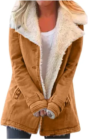 XUETON Women's Warm Winter Coat Full Zip Thick Fleece Lined Plush Hooded Jackets Utility Anorak Safari Coat