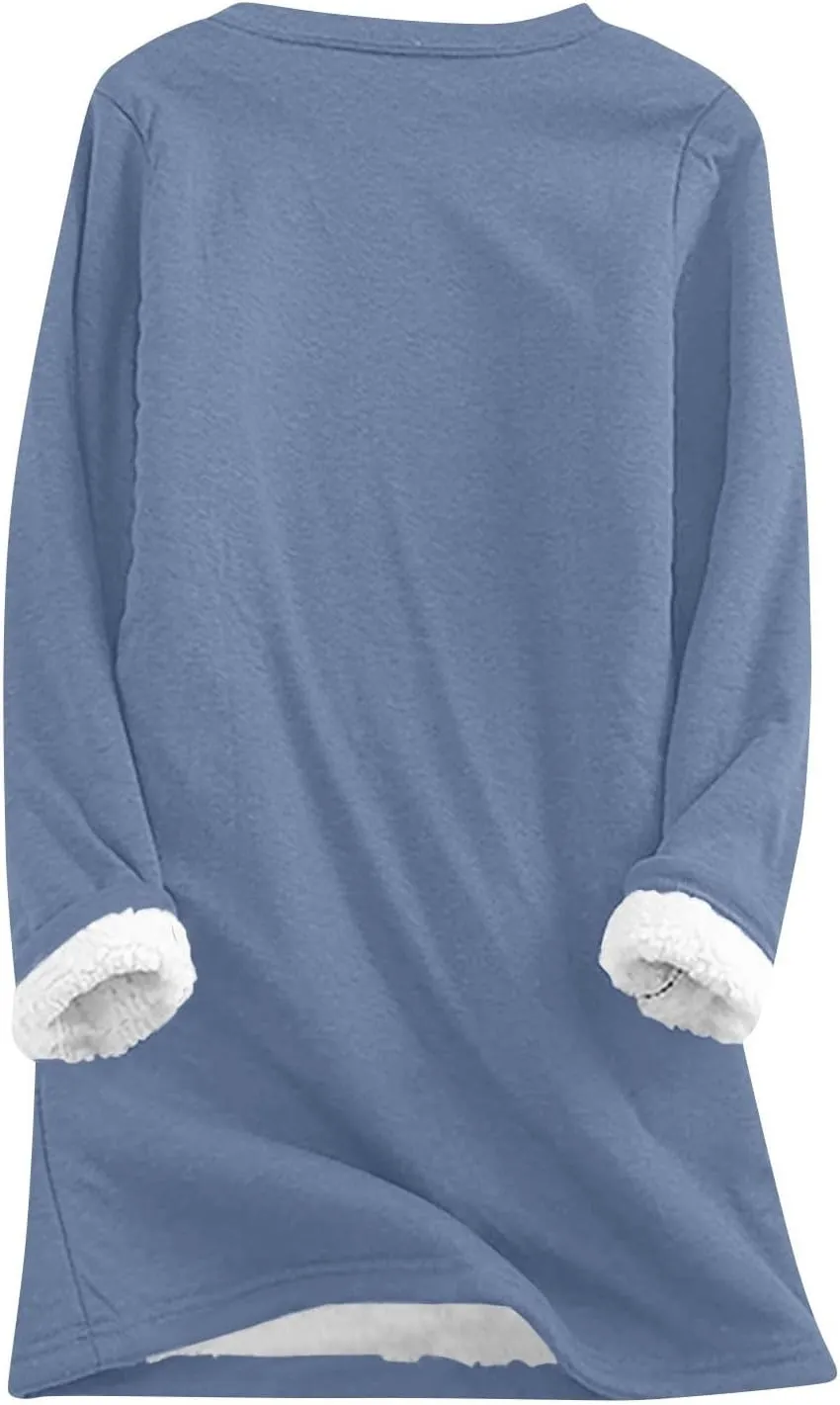 Yes,I'm Still Freezing -Me 24:7 Sherpa Lined Sweatshirt Women Fuzzy Fleece Thermal Jackets Casual Loose Tunic Tops
