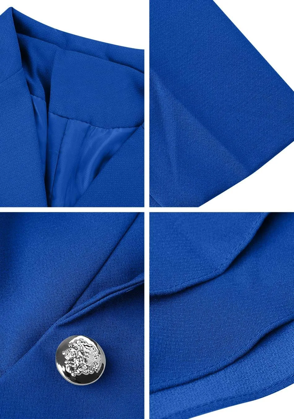 YMING Women's Button Down Slim Blazer Solid Color Office Cardigan Long Sleeve Ruffle Hem Jacket Plus Size