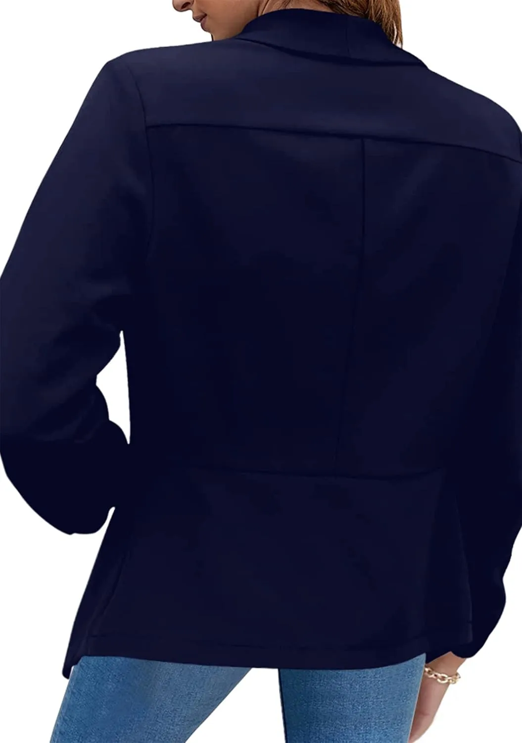 YMING Womens Open Front Work Blazer Business Long Sleeve Jackets Solid Color Office Short Cardigans