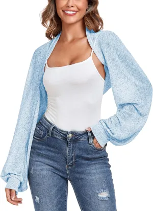 ZAFUL Women's Sheer Shrug Y2K Long Sleeve Cardigans 2025 Irregular Tie Front Bolera