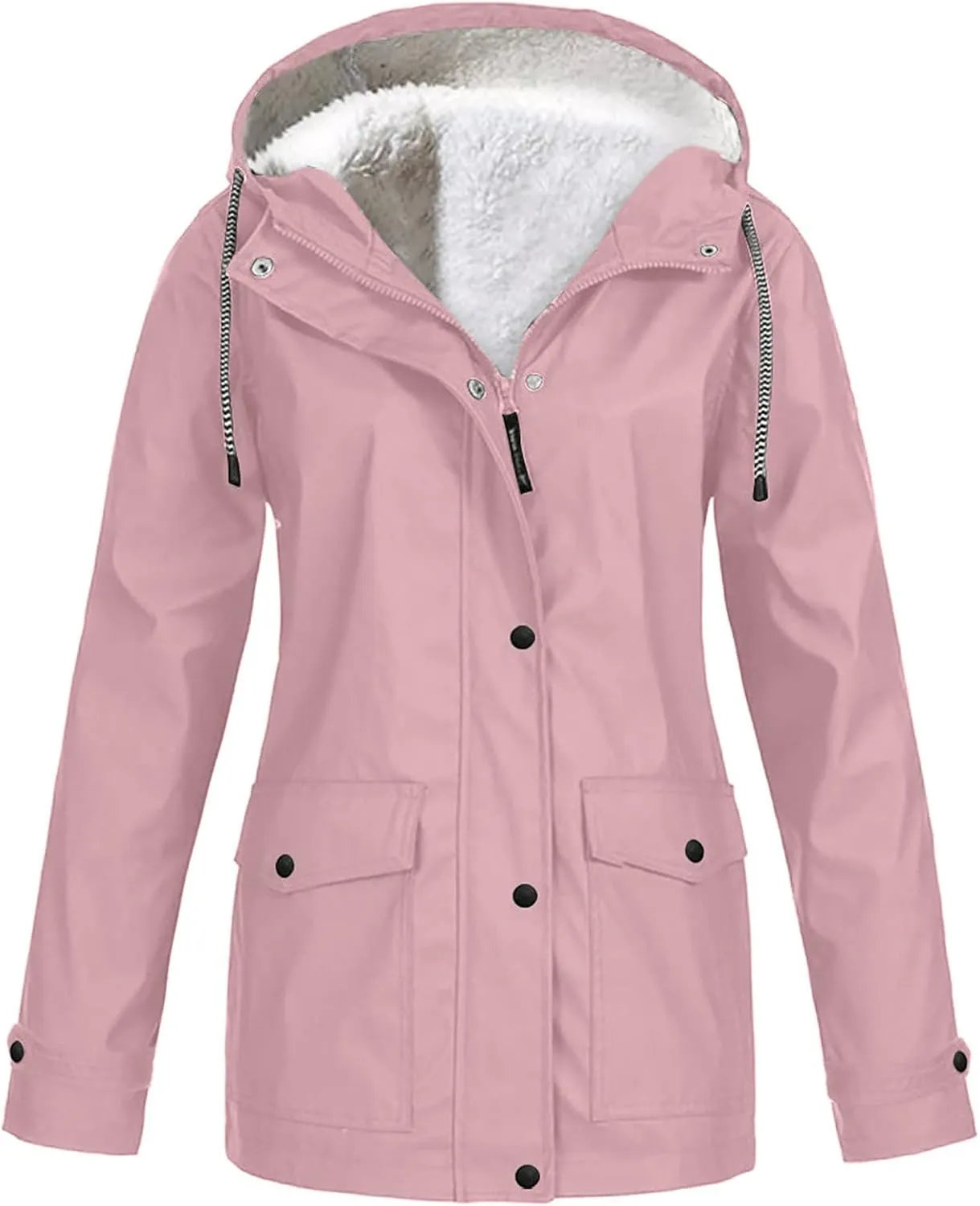 Zip Up Hoodies for Women Warm Fall Winter Fleece Jacket Casual Hooded Sweatshirts Thick Sherpa Lined Solid Coats