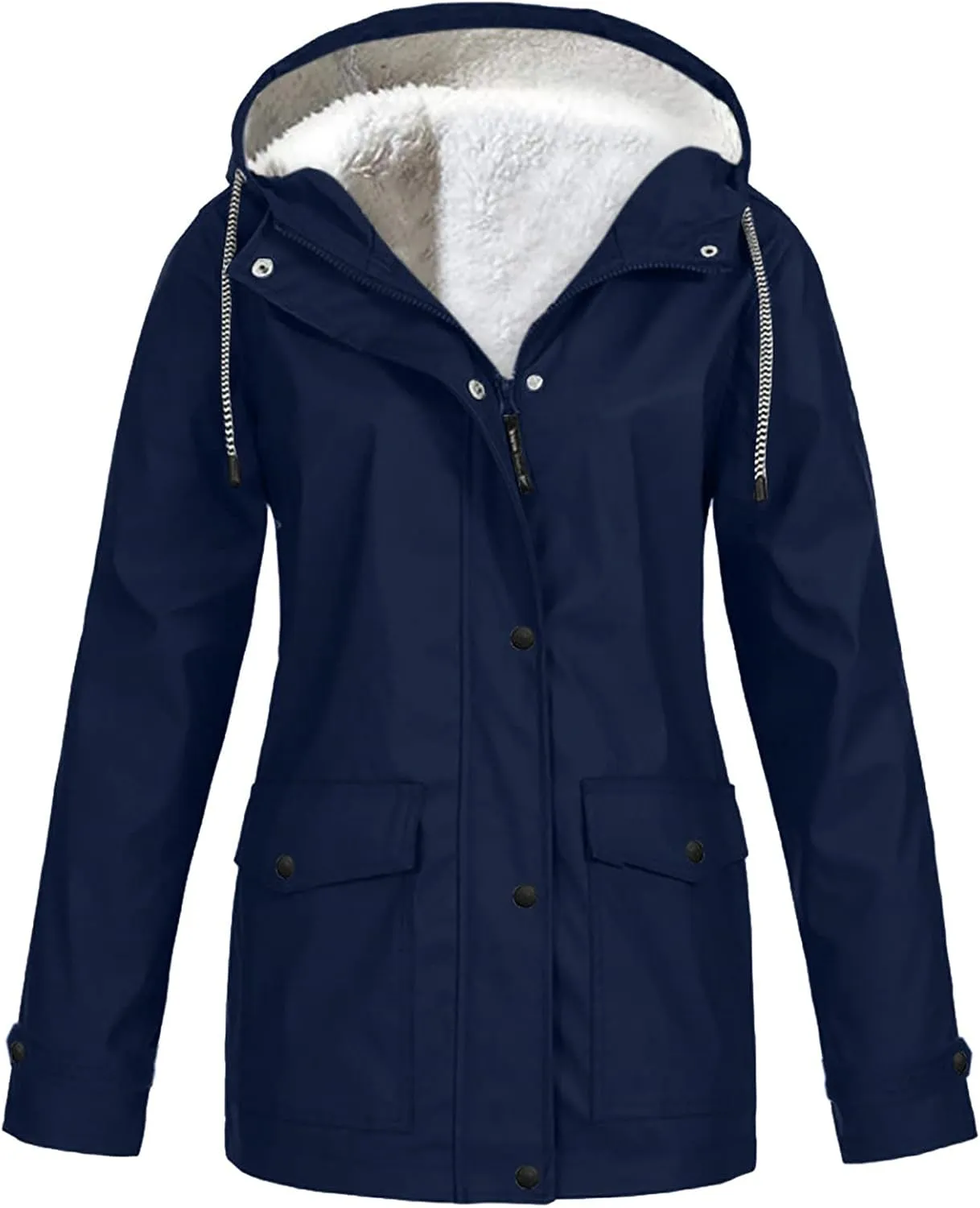 Zip Up Hoodies for Women Warm Fall Winter Fleece Jacket Casual Hooded Sweatshirts Thick Sherpa Lined Solid Coats